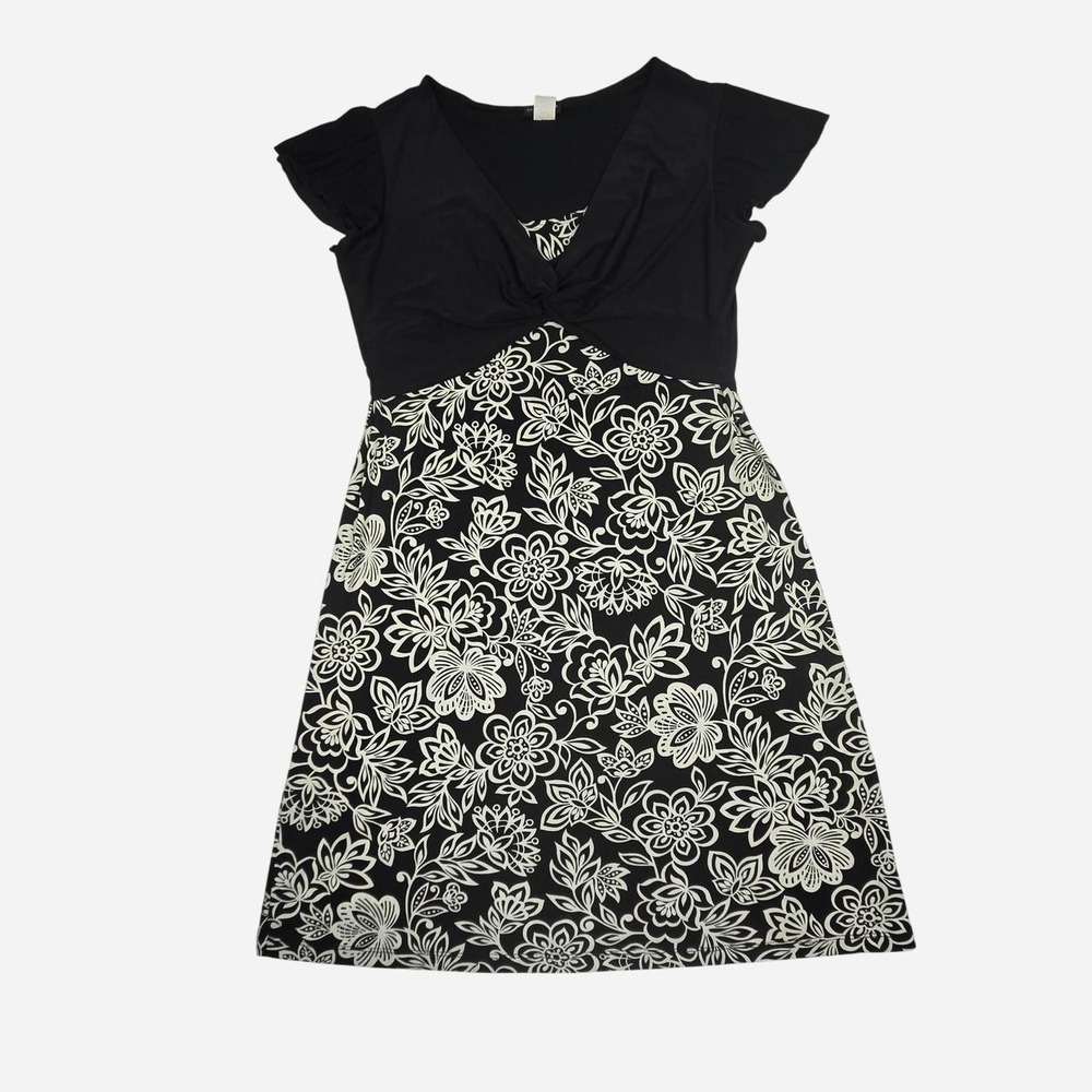 VTG y2k Alt dark floral babydoll mini summer dress / LG / whimsigoth beach vaca